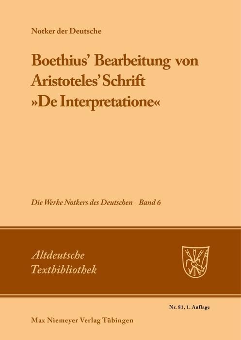 Produktbild: Boethius' Bearbeitung von Aristoteles' Schrift &raquo;De Interpretatione&laquo;