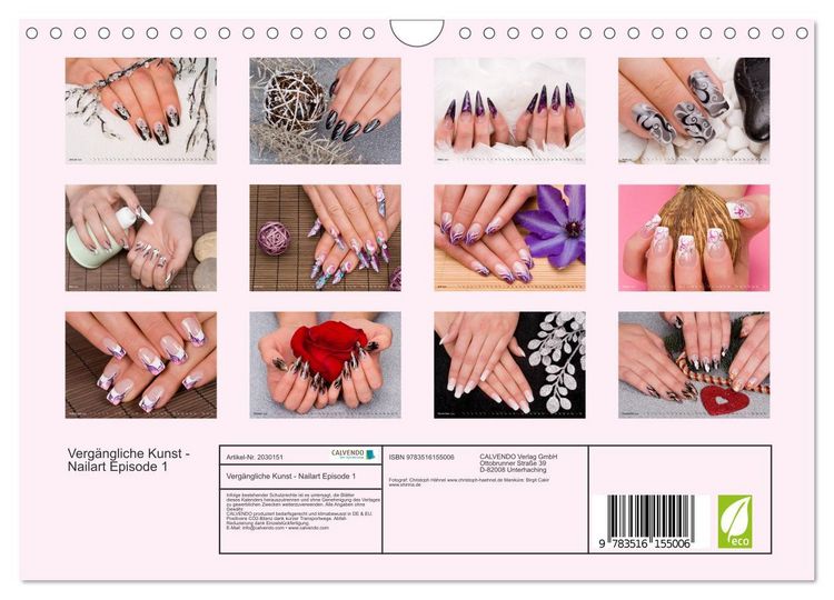 Produktbild: Verg&auml;ngliche Kunst - Nailart Episode 1 (Wandkalender 2026 DIN A4 quer), CALVENDO Monatskalender