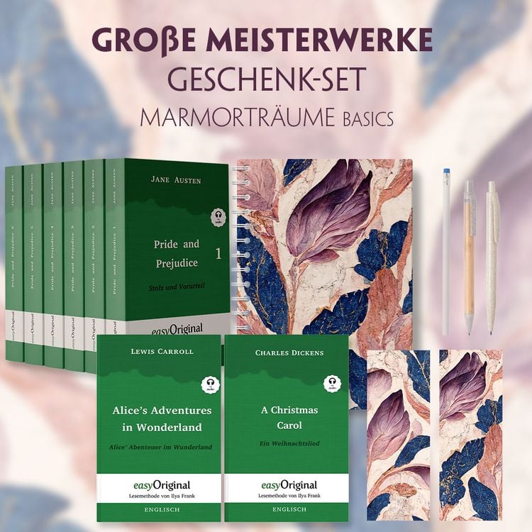 Bild vom Artikel Große Meisterwerke Geschenkset - 8 Bücher (Softcover+ Audio-Online) + Marmorträume Schreibset Basics vom Autor Jane Austen