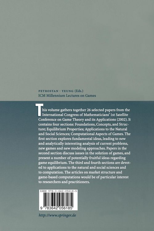 Produktbild: ICM Millennium Lectures on Games
