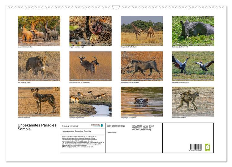 Produktbild: Unbekanntes Paradies Sambia (Wandkalender 2027 DIN A2 quer), CALVENDO Monatskalender