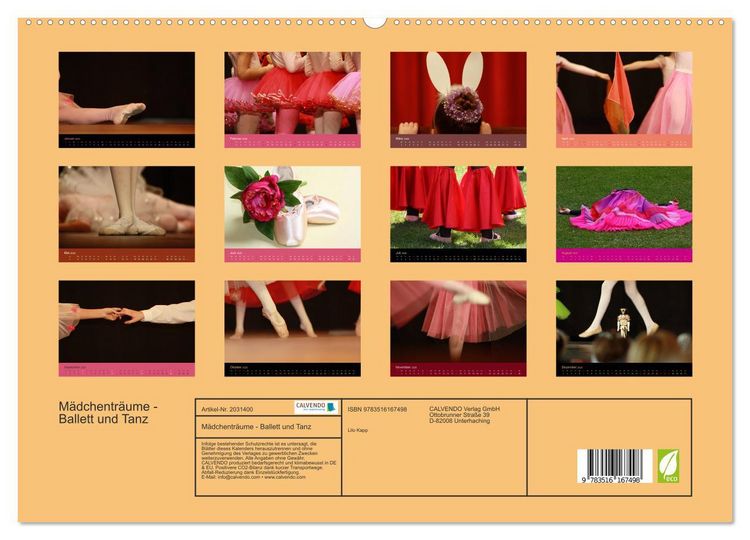 Produktbild: M&auml;dchentr&auml;ume - Ballett und Tanz (hochwertiger Premium Wandkalender 2026 DIN A2 quer), Kunstdruck in Hochglanz