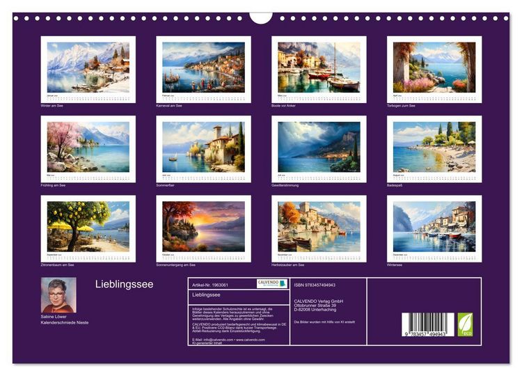 Produktbild: Lieblingssee (Wandkalender 2026 DIN A3 quer), CALVENDO Monatskalender