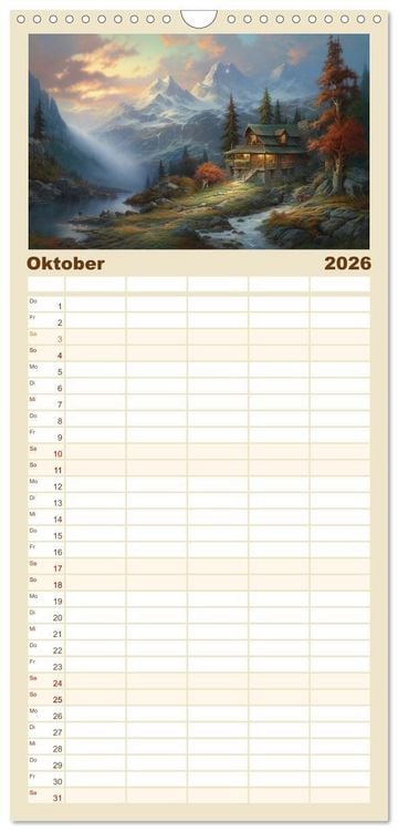 Produktbild: Familienplaner 2026 - Ein Haus in den Bergen mit 5 Spalten (Wandkalender, 21 x 45 cm) CALVENDO