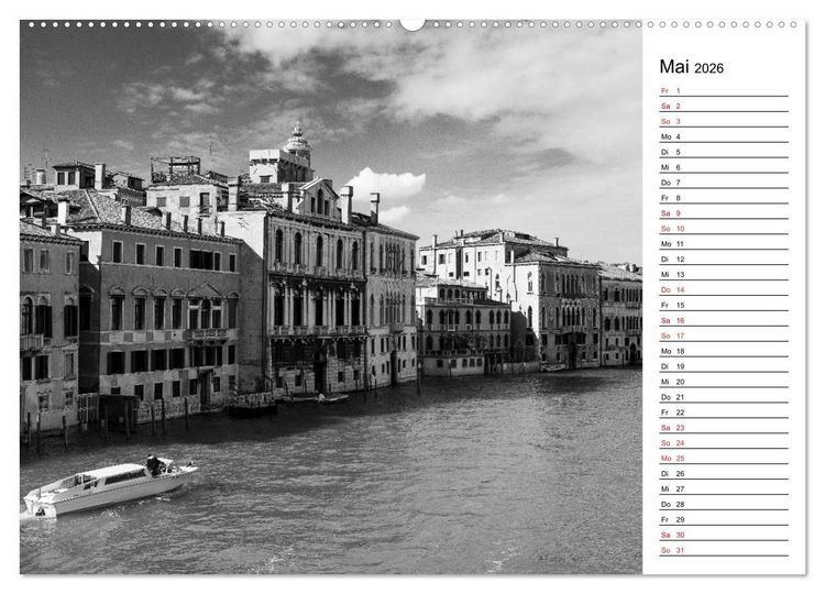 Produktbild: Venedig schwarz-wei&szlig; (Wandkalender 2026 DIN A2 quer), CALVENDO Monatskalender