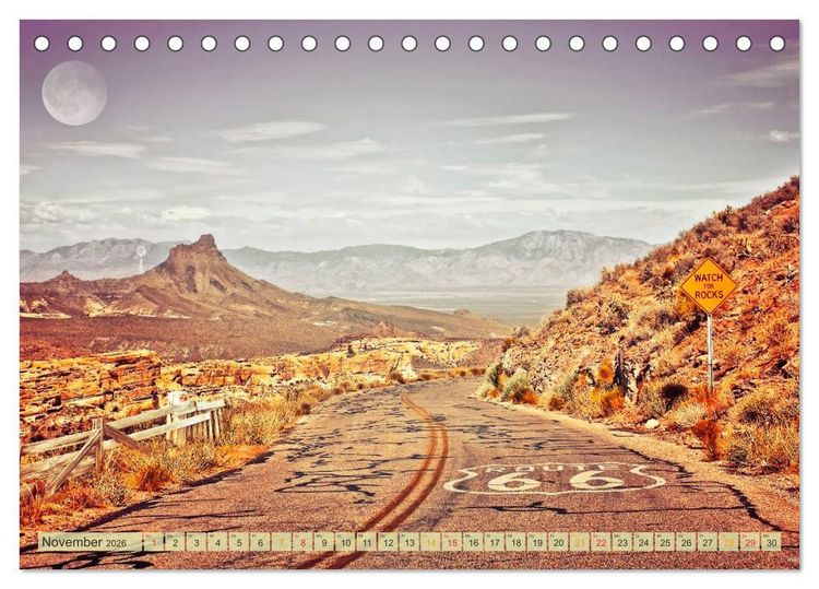 Produktbild: Nostalgie auf 2451 Meilen - Route 66 (Tischkalender 2026 DIN A5 quer), CALVENDO Monatskalender