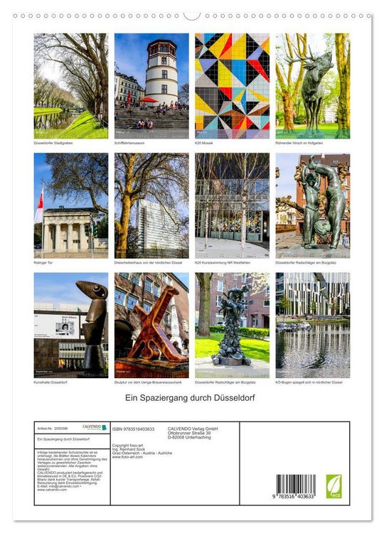Produktbild: Ein Spaziergang durch D&uuml;sseldorf (hochwertiger Premium Wandkalender 2026 DIN A2 hoch), Kunstdruck in Hochglanz