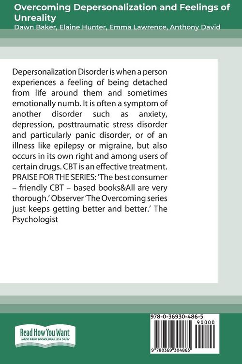 Produktbild: Overcoming Depersonalization and Feelings of Unreality (16pt Large Print Edition)