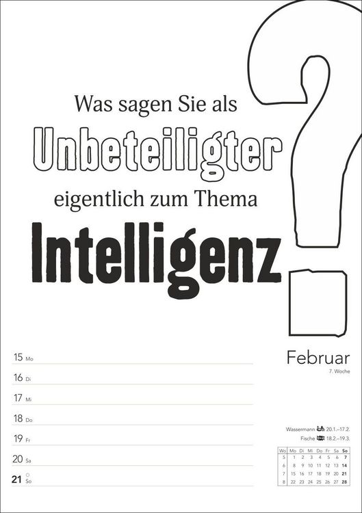 Produktbild: Typo-Spr&uuml;che-Kalender s/w Wochenplaner 2027 - mit 53 witzigen Spr&uuml;chen