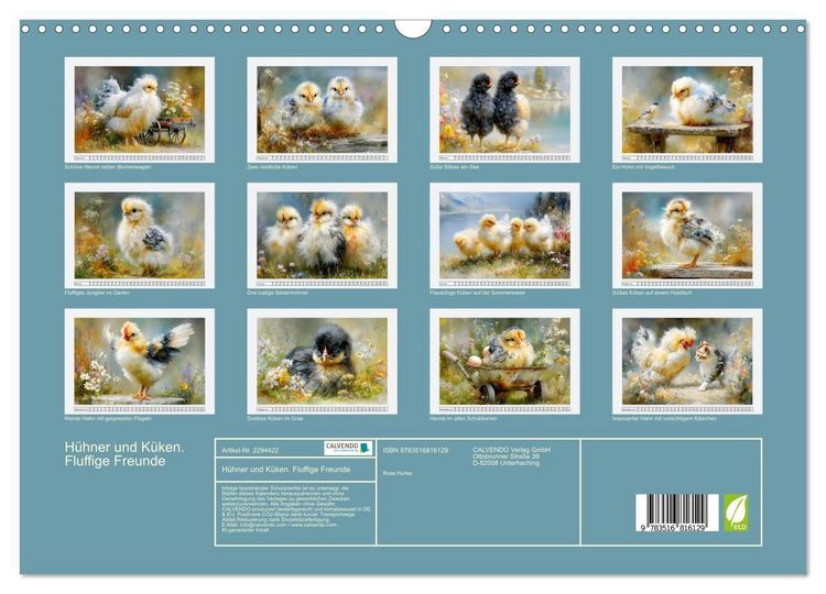 Produktbild: H&uuml;hner und K&uuml;ken. Fluffige Freunde (Wandkalender 2027 DIN A3 quer), CALVENDO Monatskalender