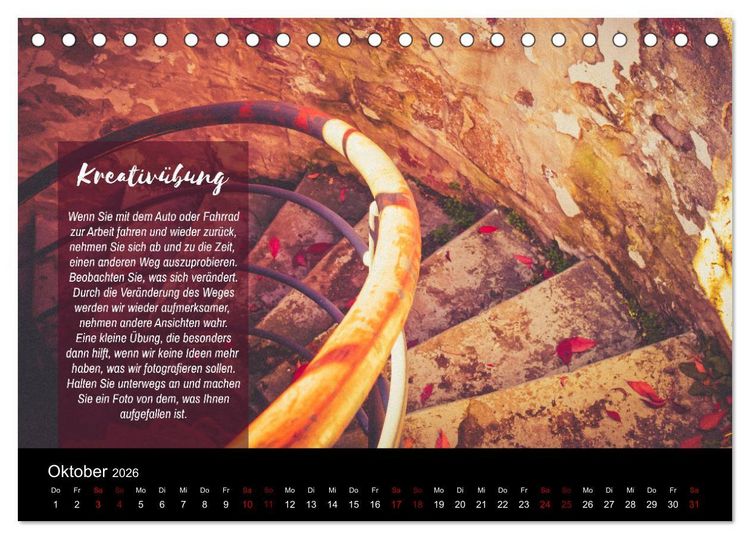 Produktbild: Die Sch&ouml;nheit der Natur - Naturfotografie-Kalender mit Foto- und Kreativ&uuml;bungen (Tischkalender 2026 DIN A5 quer), CALVENDO Monatskalender