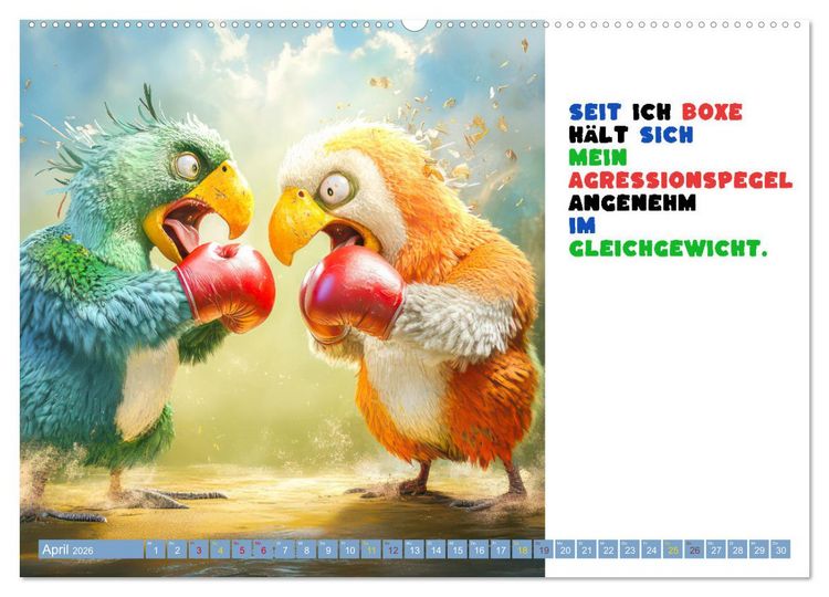 Produktbild: Vogelspr&uuml;che - Humor (hochwertiger Premium Wandkalender 2026 DIN A2 quer), Kunstdruck in Hochglanz