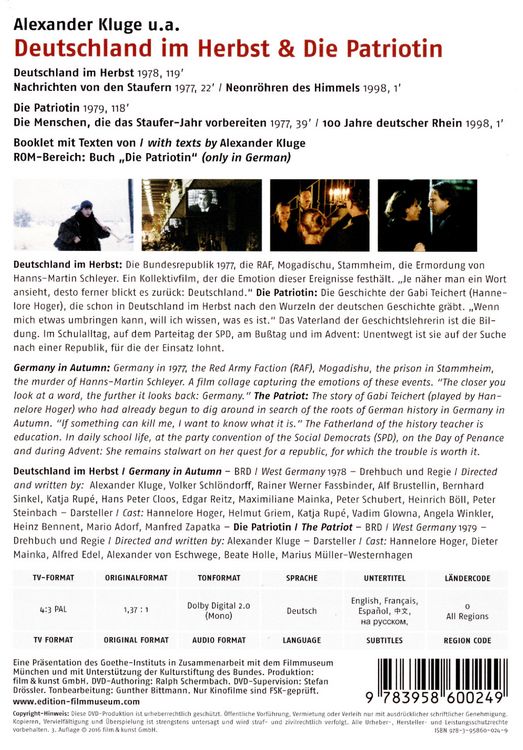 Produktbild: Deutschland im Herbst & Die Patriotin - Edition Filmmuseum [2 DVDs]