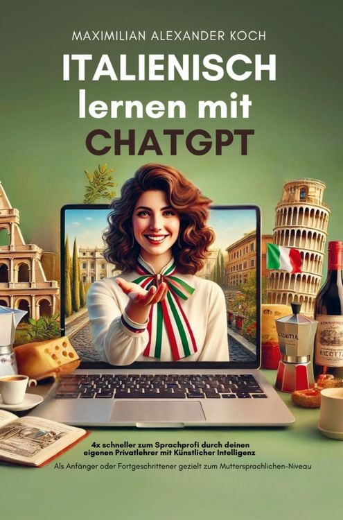 Produktbild: Italienisch lernen mit ChatGPT: 4x schneller zum Sprachprofi durch deinen eigenen Privatlehrer mit K&uuml;nstlicher Intelligenz