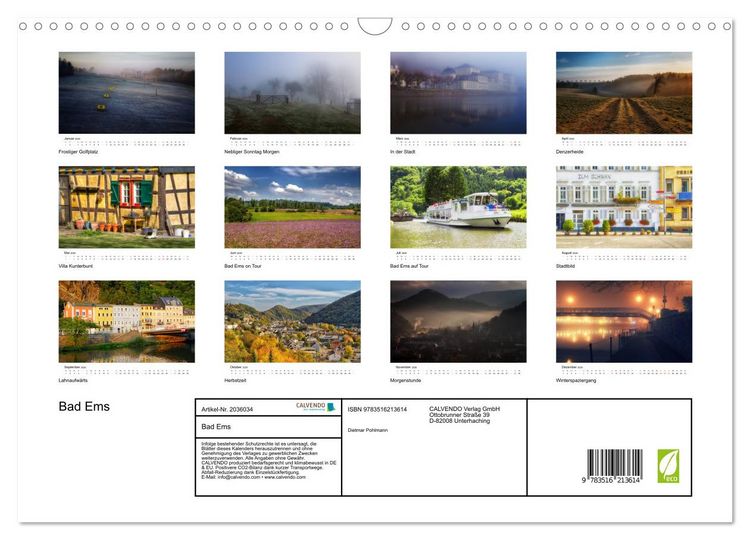 Produktbild: Bad Ems (Wandkalender 2026 DIN A3 quer), CALVENDO Monatskalender