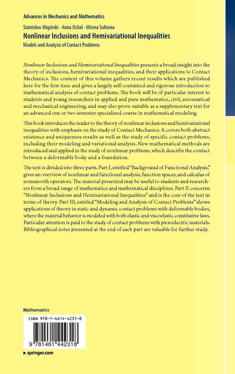 Produktbild: Nonlinear Inclusions and Hemivariational Inequalities