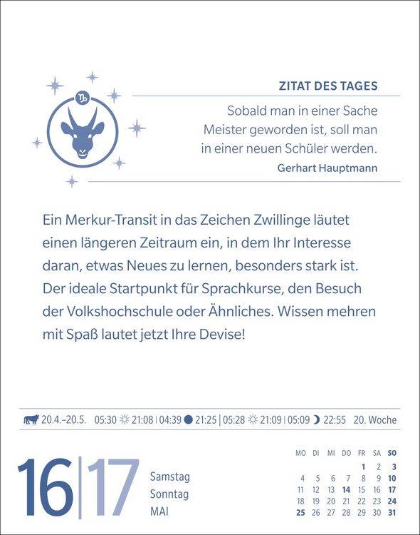 Produktbild: Steinbock Sternzeichenkalender 2026 - Tagesabrei&szlig;kalender - Ihr Horoskop f&uuml;r jeden Tag