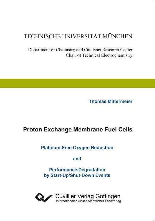 Produktbild: Proton Exchange Membrane Fuel Cells Platinum-Free Oxygen Reduction and Performance Degradation by Start-Up/Shut-Down Events