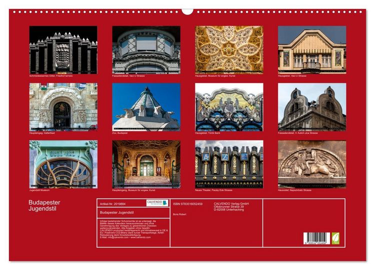 Produktbild: Budapester Jugendstil (Wandkalender 2026 DIN A2 quer), CALVENDO Monatskalender