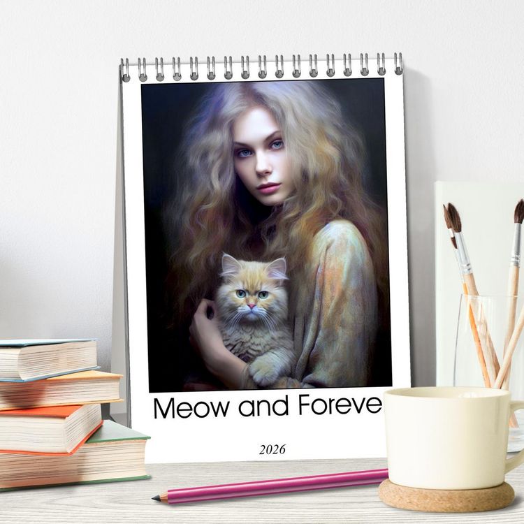 Produktbild: Meow and Forever (Desk Calendar 2026 DIN A5 portrait), CALVENDO 12 Month DeskCalendar