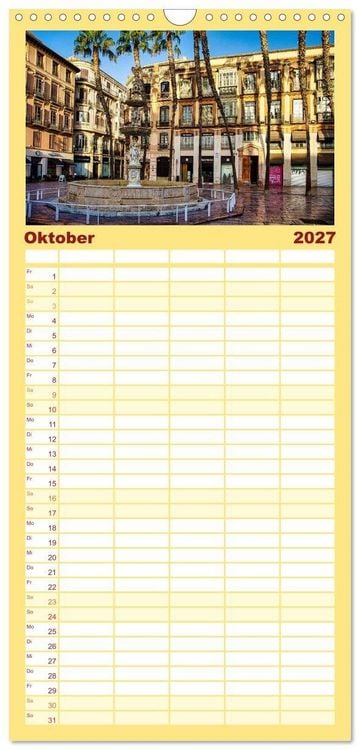 Produktbild: Familienplaner 2027 - Malaga Highlights der Stadt an der Costa del Sol mit 5 Spalten (Wandkalender, 21 x 45 cm) CALVENDO