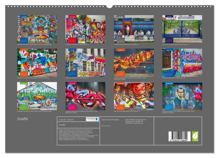 Produktbild: Graffiti (hochwertiger Premium Wandkalender 2026 DIN A2 quer), Kunstdruck in Hochglanz