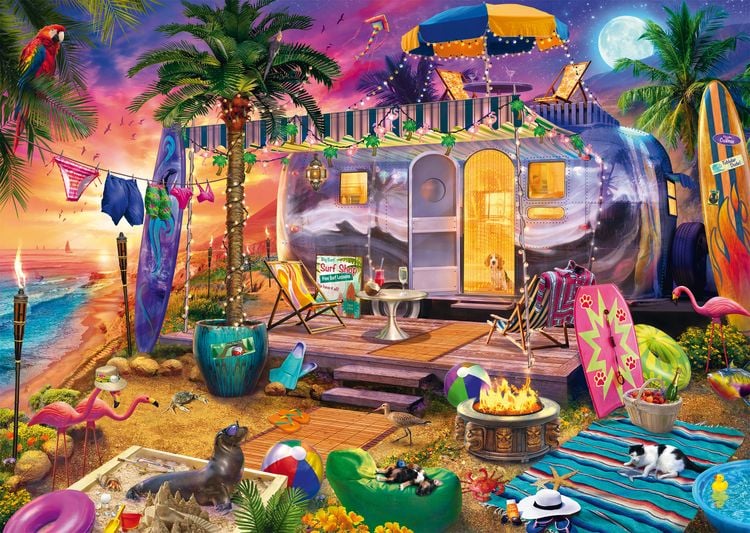 Produktbild: Puzzle Jeff Haynie Mit dem Wohnwagen am Meer 1000 Teile