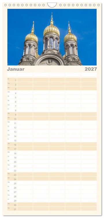 Produktbild: Familienplaner 2027 - Daheim in Wiesbaden mit 5 Spalten (Wandkalender, 21 x 45 cm) CALVENDO