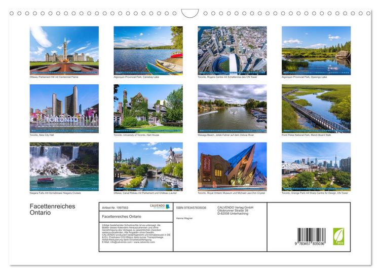 Produktbild: Facettenreiches Ontario (Wandkalender 2026 DIN A3 quer), CALVENDO Monatskalender