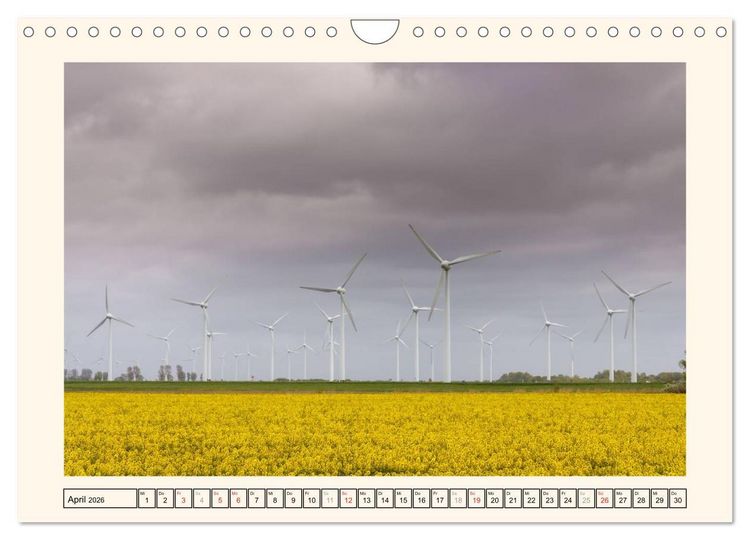 Produktbild: Windkraft in der Landschaft Ostfrieslands (Wandkalender 2026 DIN A4 quer), CALVENDO Monatskalender
