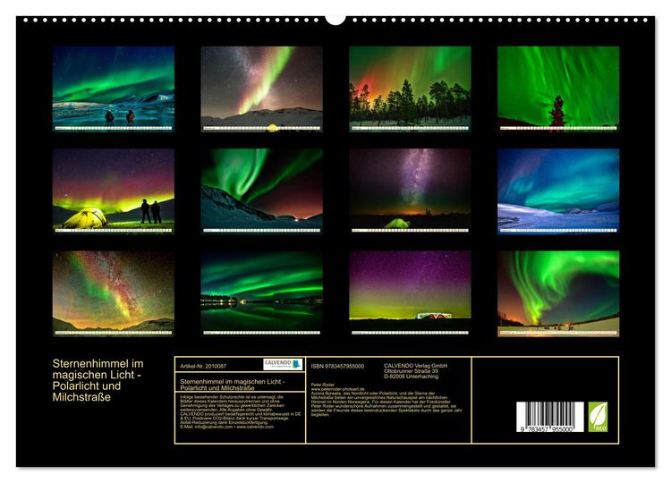 Produktbild: Sternenhimmel im magischen Licht - Polarlicht und Milchstra&szlig;e (hochwertiger Premium Wandkalender 2026 DIN A2 quer), Kunstdruck in Hochglanz