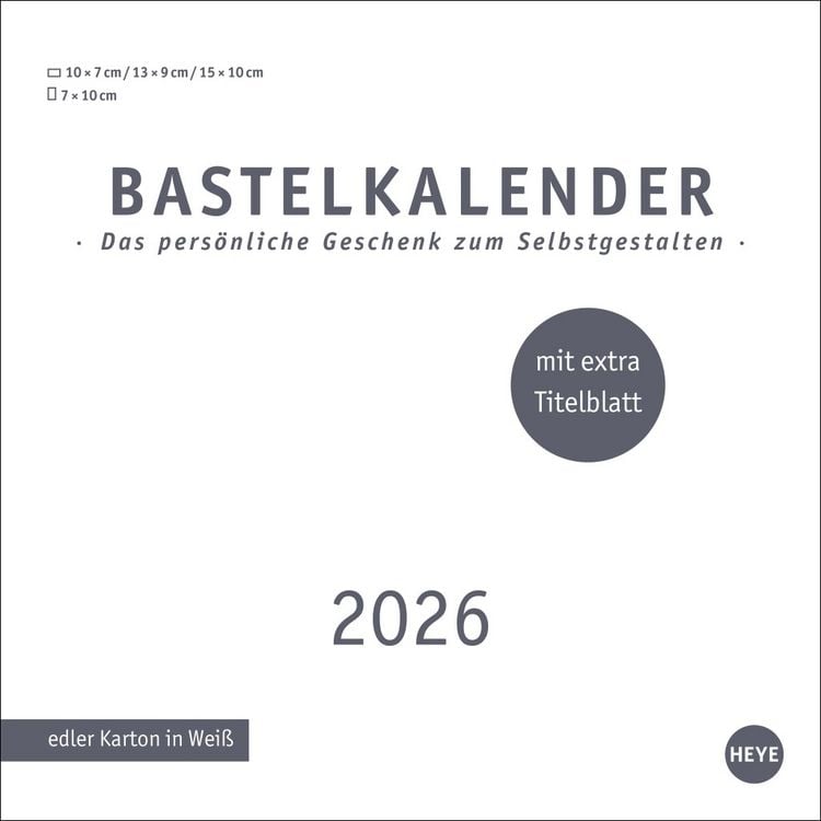 Produktbild: Premium-Bastelkalender weiß klein 2026