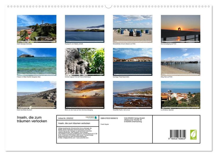 Produktbild: Inseln, die zum tr&auml;umen verlocken (hochwertiger Premium Wandkalender 2026 DIN A2 quer), Kunstdruck in Hochglanz
