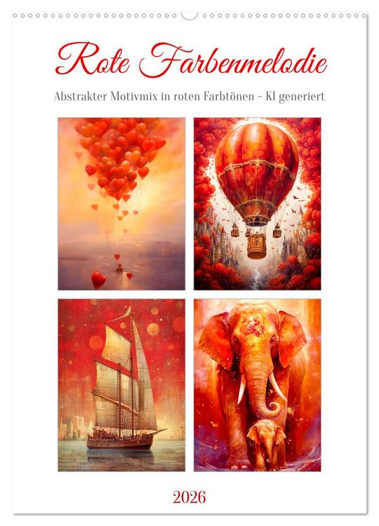 Produktbild: Rote Farbenmelodie (Wandkalender 2026 DIN A2 hoch), CALVENDO Monatskalender