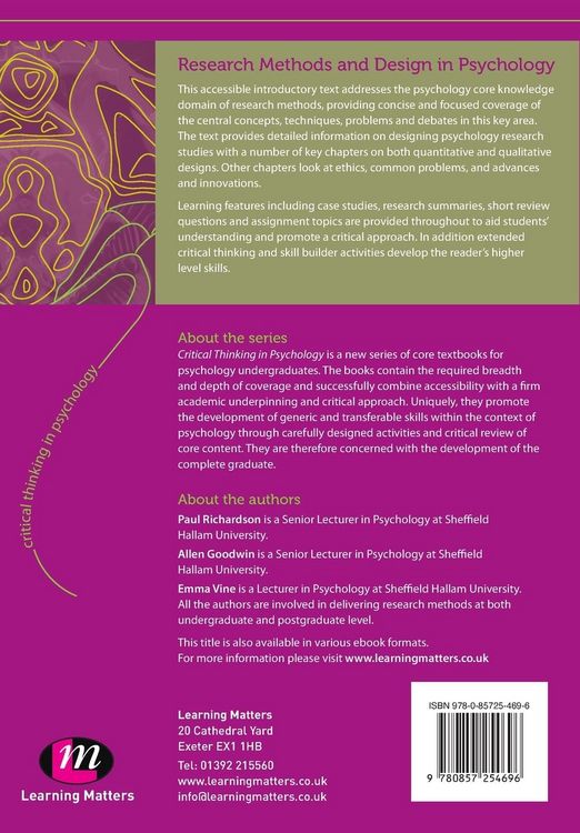 Produktbild: Research Methods and Design in Psychology