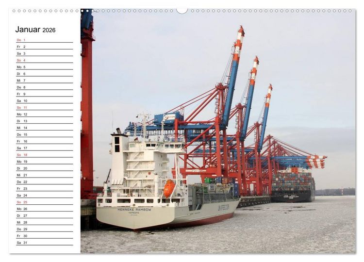 Produktbild: Dicke P&ouml;tte im Hafen und auf gro&szlig;er Fahrt (hochwertiger Premium Wandkalender 2026 DIN A2 quer), Kunstdruck in Hochglanz