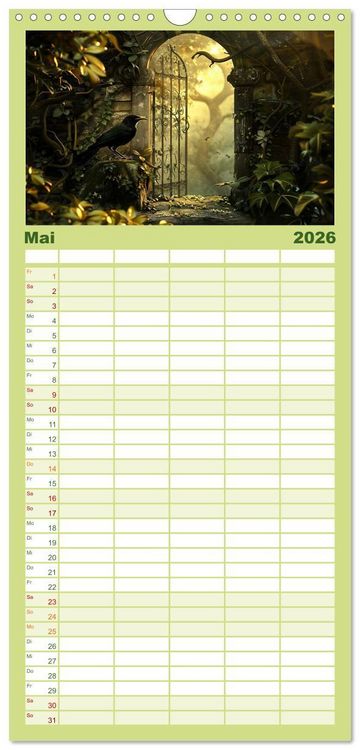 Produktbild: Familienplaner 2026 - T&uuml;ren, die Geschichten erz&auml;hlen mit 5 Spalten (Wandkalender, 21 x 45 cm) CALVENDO
