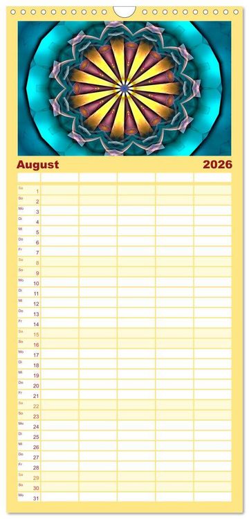 Produktbild: Familienplaner 2026 - Mandala Tr&auml;ume mit 5 Spalten (Wandkalender, 21 x 45 cm) CALVENDO
