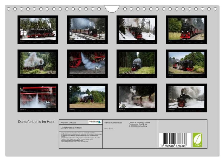 Produktbild: Dampferlebnis im Harz (Wandkalender 2026 DIN A4 quer), CALVENDO Monatskalender
