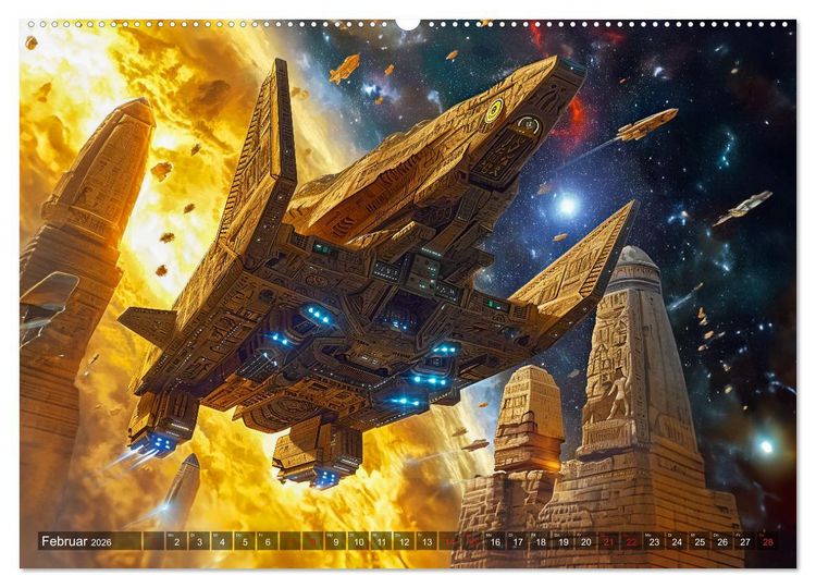 Produktbild: Raumschiffe - Im Universum durch Raum und Zeit (Wandkalender 2026 DIN A2 quer), CALVENDO Monatskalender
