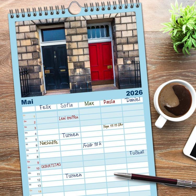 Produktbild: Familienplaner 2026 - Faszination Edinburgh mit 5 Spalten (Wandkalender, 21 x 45 cm) CALVENDO