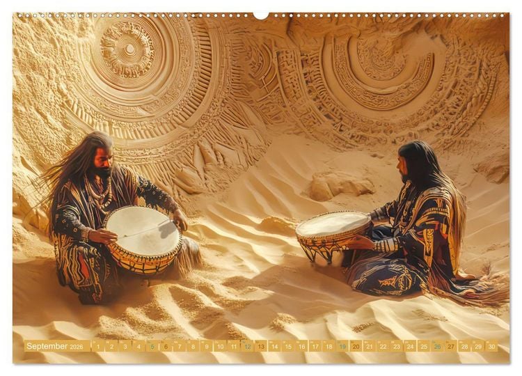 Produktbild: W&uuml;stenmusikanten und W&uuml;stent&auml;nzer - Surreale Impressionen (Wandkalender 2026 DIN A2 quer), CALVENDO Monatskalender