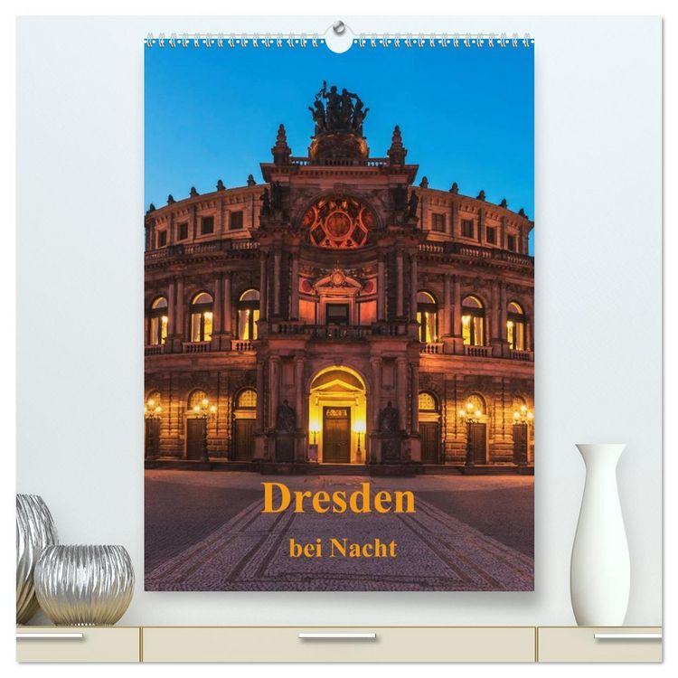 Produktbild: Dresden bei Nacht (hochwertiger Premium Wandkalender 2026 DIN A2 hoch), Kunstdruck in Hochglanz