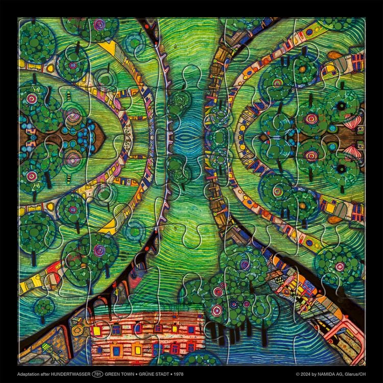 Produktbild: Hundertwasser Puzzle mit Gru&szlig;karte