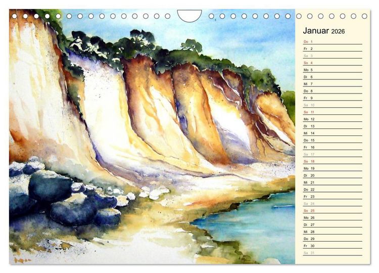 Produktbild: Aquarelle - Fischland-Dar&szlig; (Wandkalender 2026 DIN A4 quer), CALVENDO Monatskalender