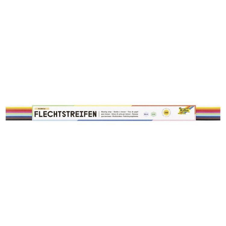 Produktbild: Folia  Flechtstreifen 130g/m&sup2;, 50x1,0cm, 200 Streifen, 10-farbig sortiert