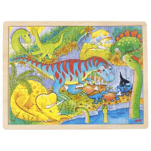 Produktbild: Goki 57724 - Einlegepuzzle Dinosaurier, 48-teilig, Holz, 40x30cm
