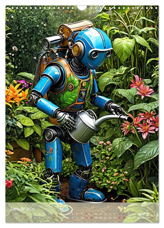 Produktbild: Roboter im Garten - Kleine Helfer (Wandkalender 2026 DIN A3 hoch), CALVENDO Monatskalender