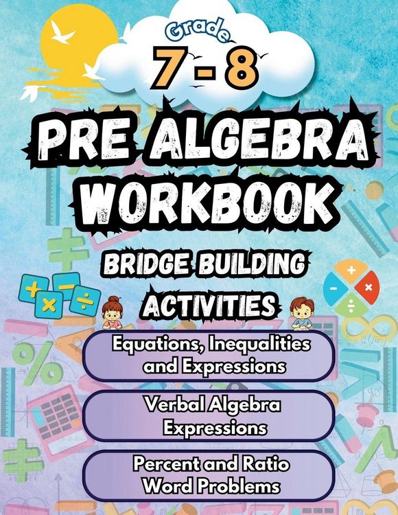 Produktbild: Summer Math Pre Algebra Workbook Grade 7-8 Bridge Building Activities