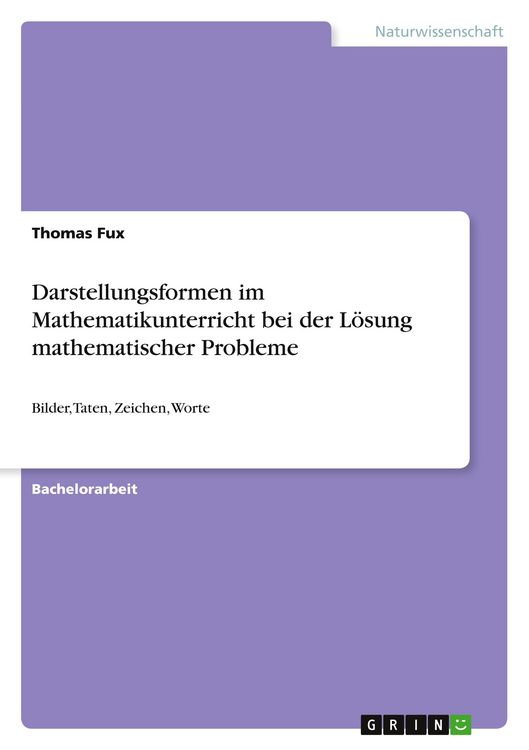Produktbild: Darstellungsformen im Mathematikunterricht bei der L&ouml;sung mathematischer Probleme